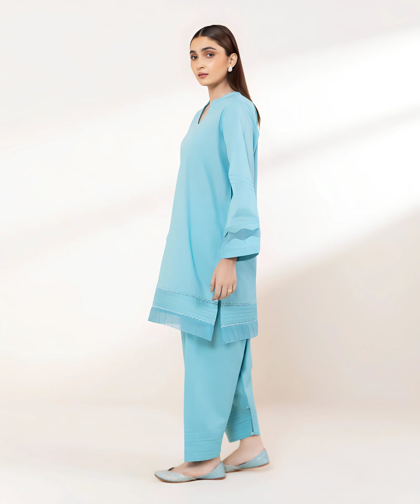 Jacquard Cotton 2 Piece Kurta Set (Pret)