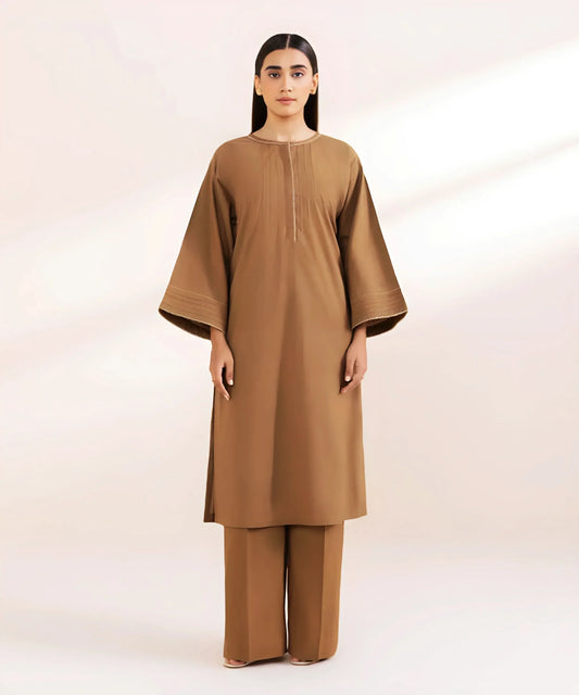 Jacquard Cotton 2 Piece Kurta Set (Pret) - Kurta4u.com