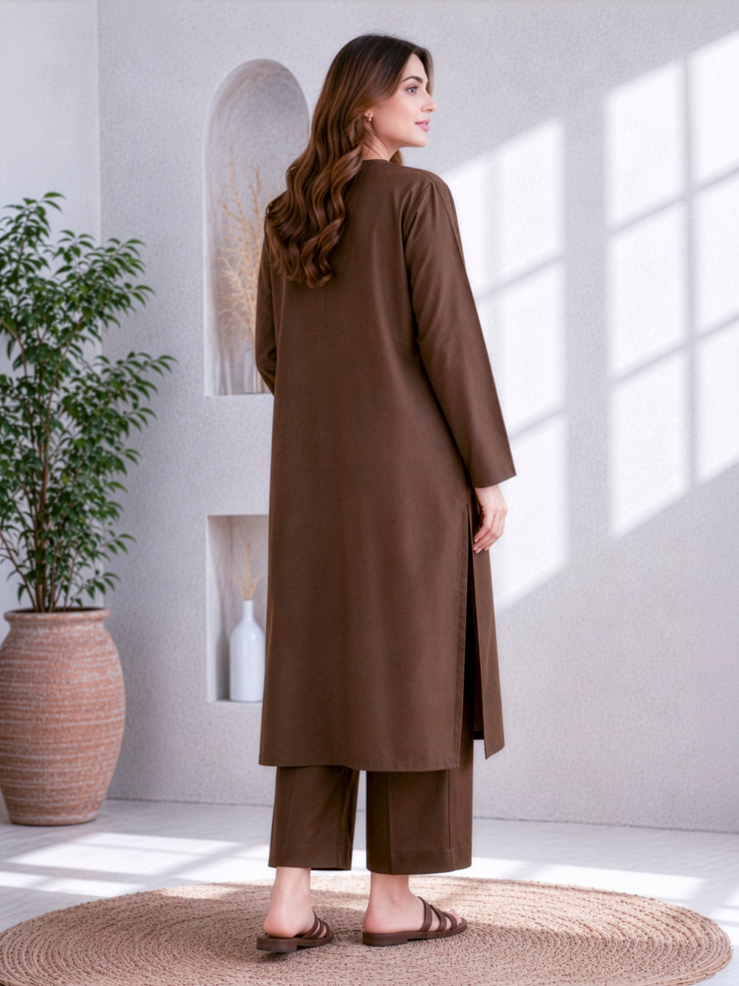Everyday Essential Brown Kurta Co-Ord Set