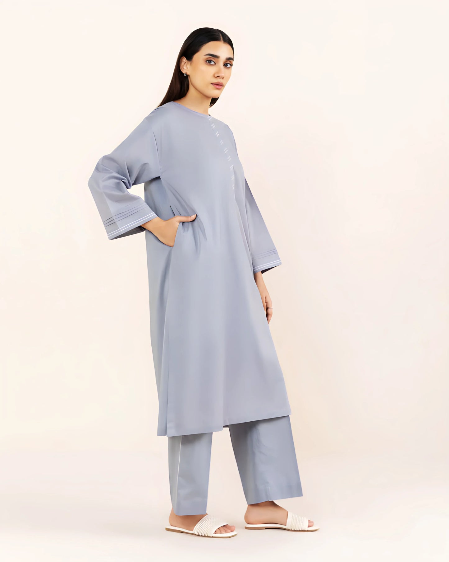 Jacquard Cotton 2 Piece Kurta Set (Pret)