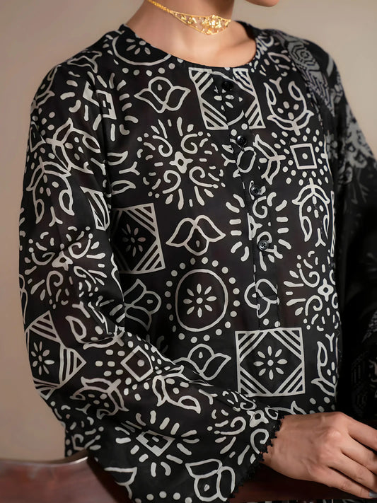 3 Piece Stone Linen-Printed (Pret)