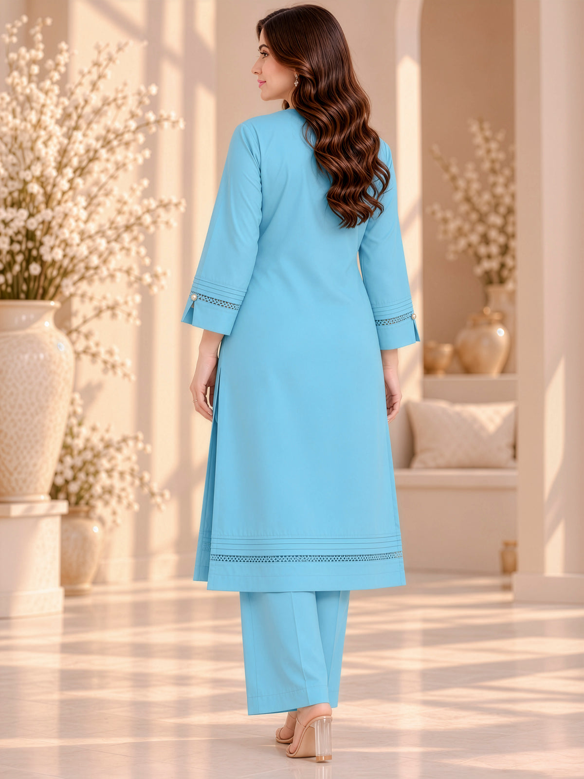 Aqua Muse – Premium Stone Linen Winter Suit
