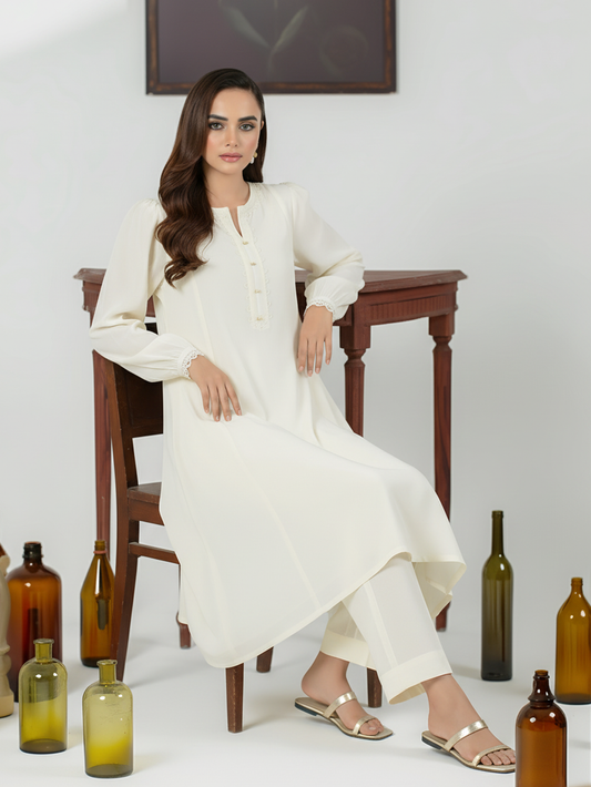 Stone Linen Frock Set – Premium Pret