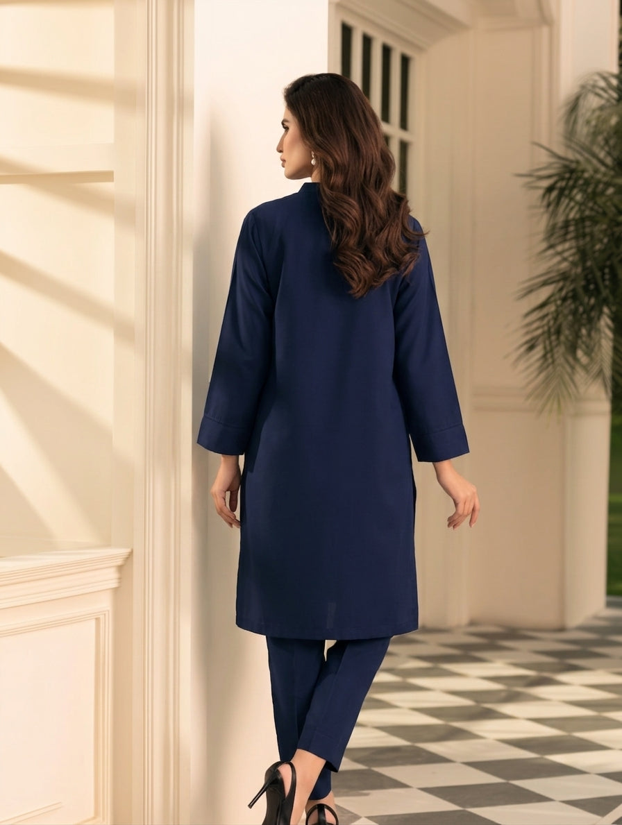Midnight Navy Straight Kurta & Trouser Set