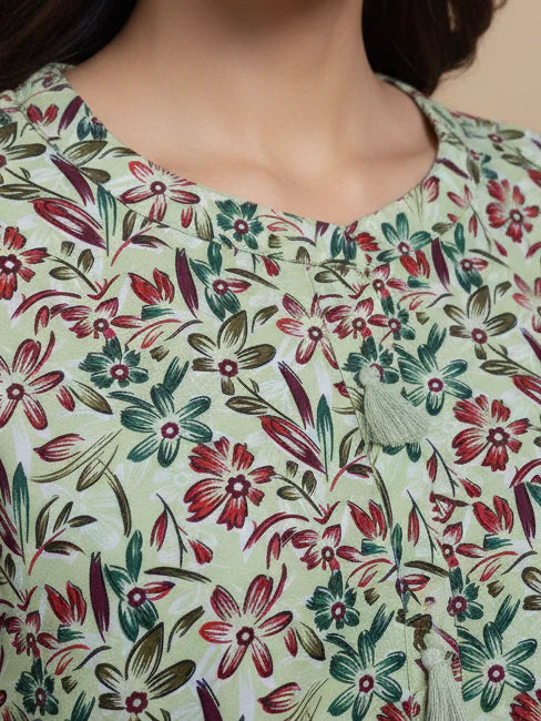 Mint Blossom Printed Kurta Set