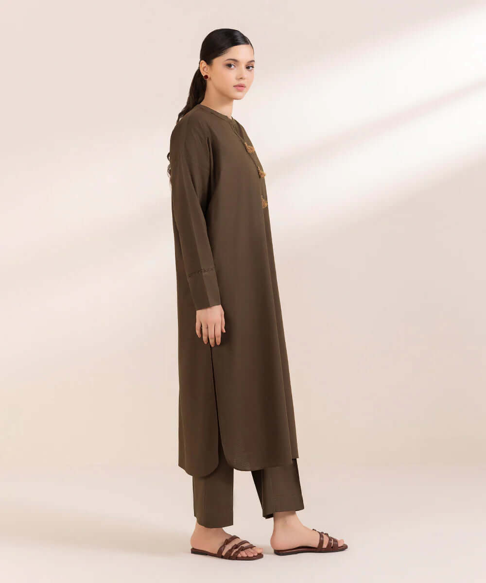 Jacquard Cotton 2 Piece Kurta Set (Pret)