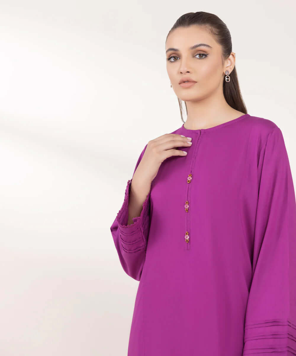 Jacquard Cotton 2 Piece Kurta Set (Pret)