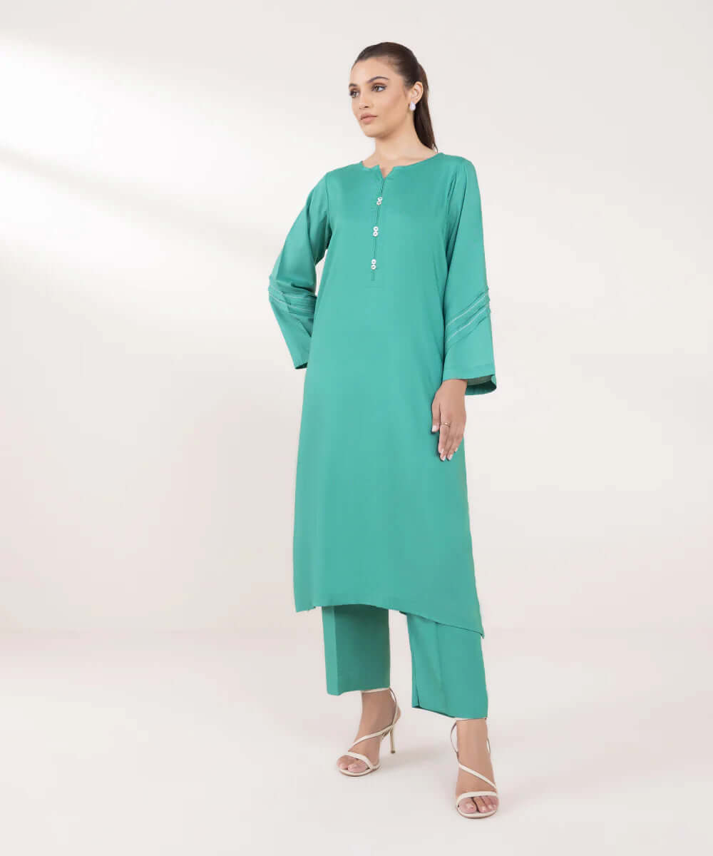 Jacquard Cotton 2 Piece Kurta Set (Pret)