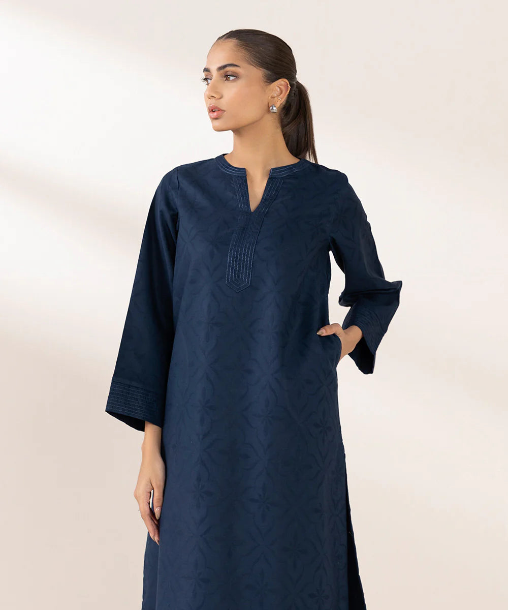 Jacquard Cotton 2 Piece Kurta Set (Pret)