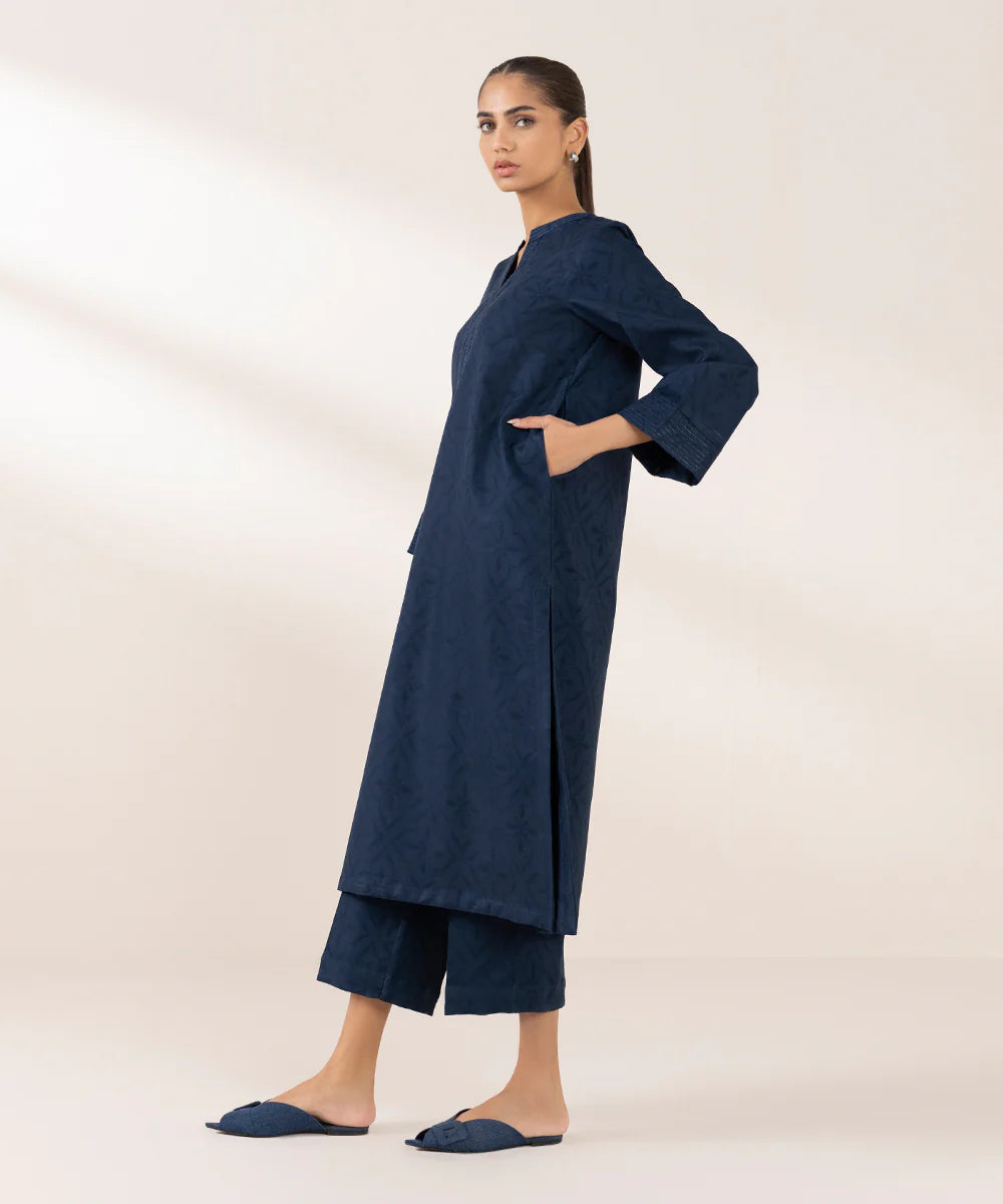 Jacquard Cotton 2 Piece Kurta Set (Pret)