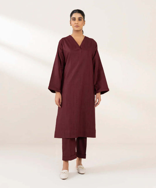 Jacquard Cotton 2 Piece Kurta Set (Pret)