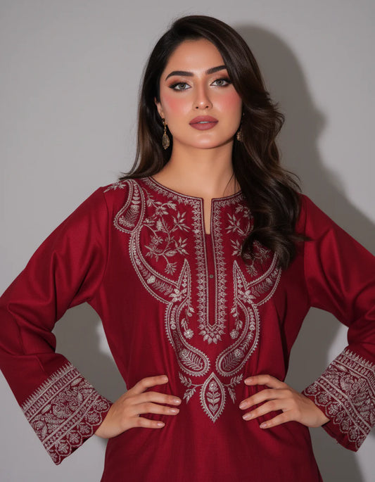 Noor-e-Plum Embroidered Lawn Suit 2 Piece