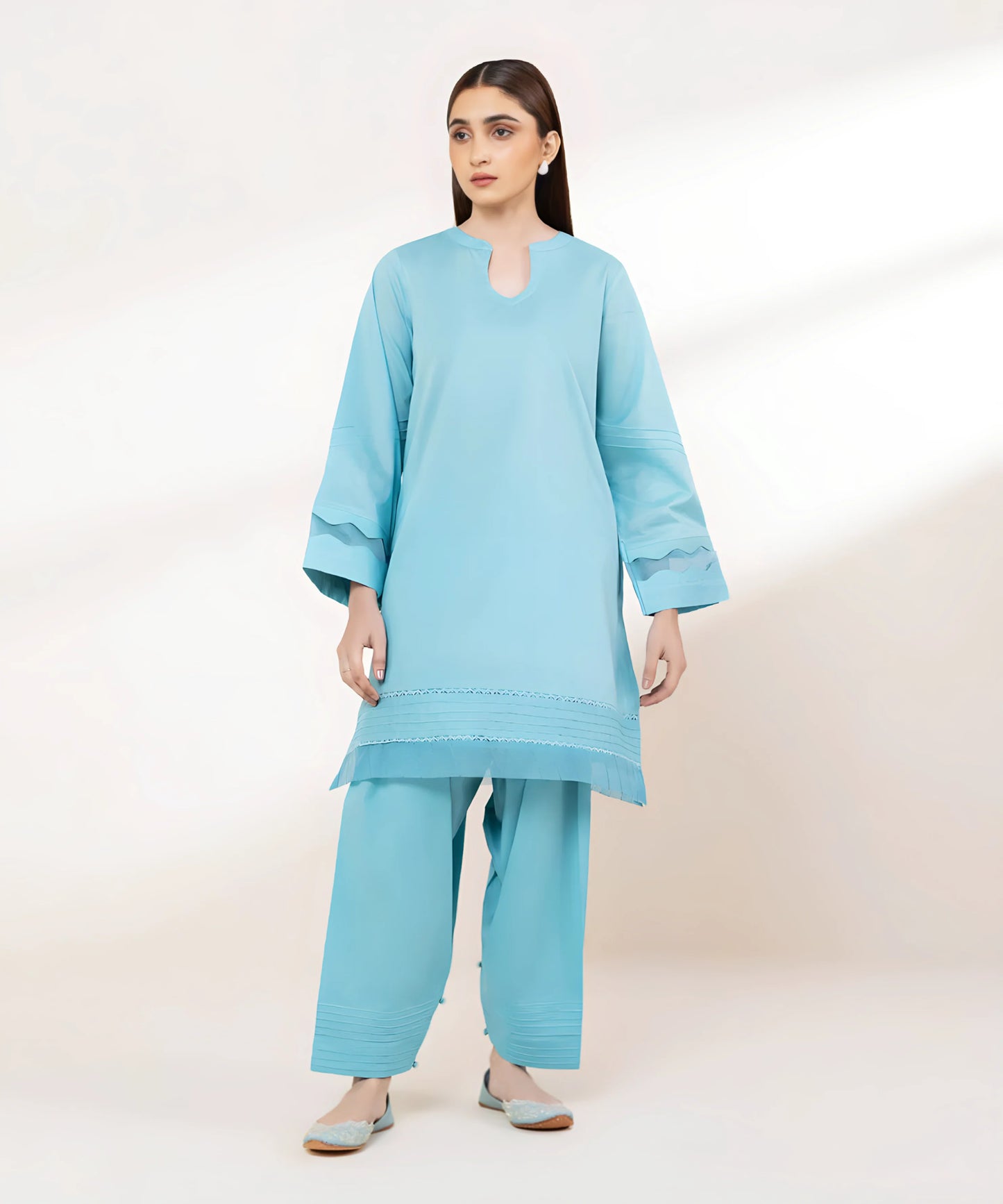 Jacquard Cotton 2 Piece Kurta Set (Pret)
