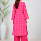 Fuchsia Pink Geometric Printed Linen Unstitched 2-Piece Suit