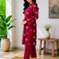 Maroon Grace Butterfly Print 2-Piece Suit (Unstitched)