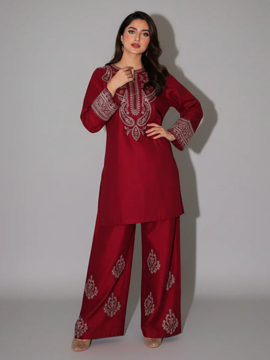 Noor-e-Plum Embroidered Lawn Suit 2 Piece