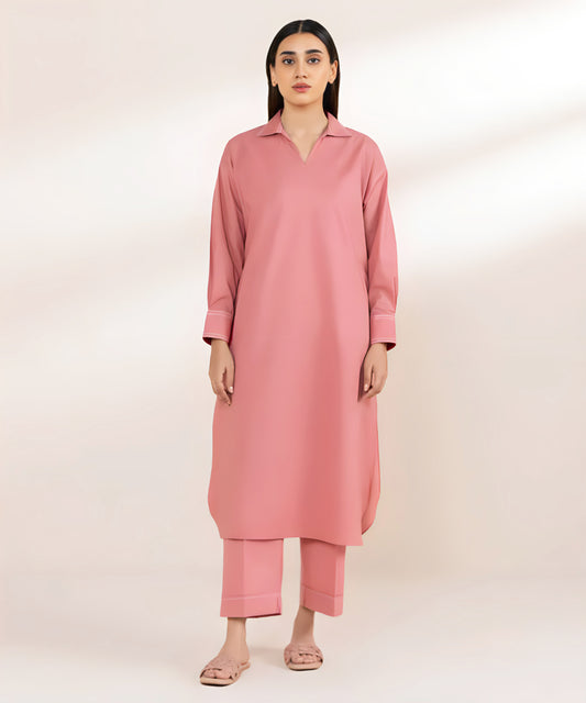 Jacquard Cotton 2 Piece Kurta Set (Pret)
