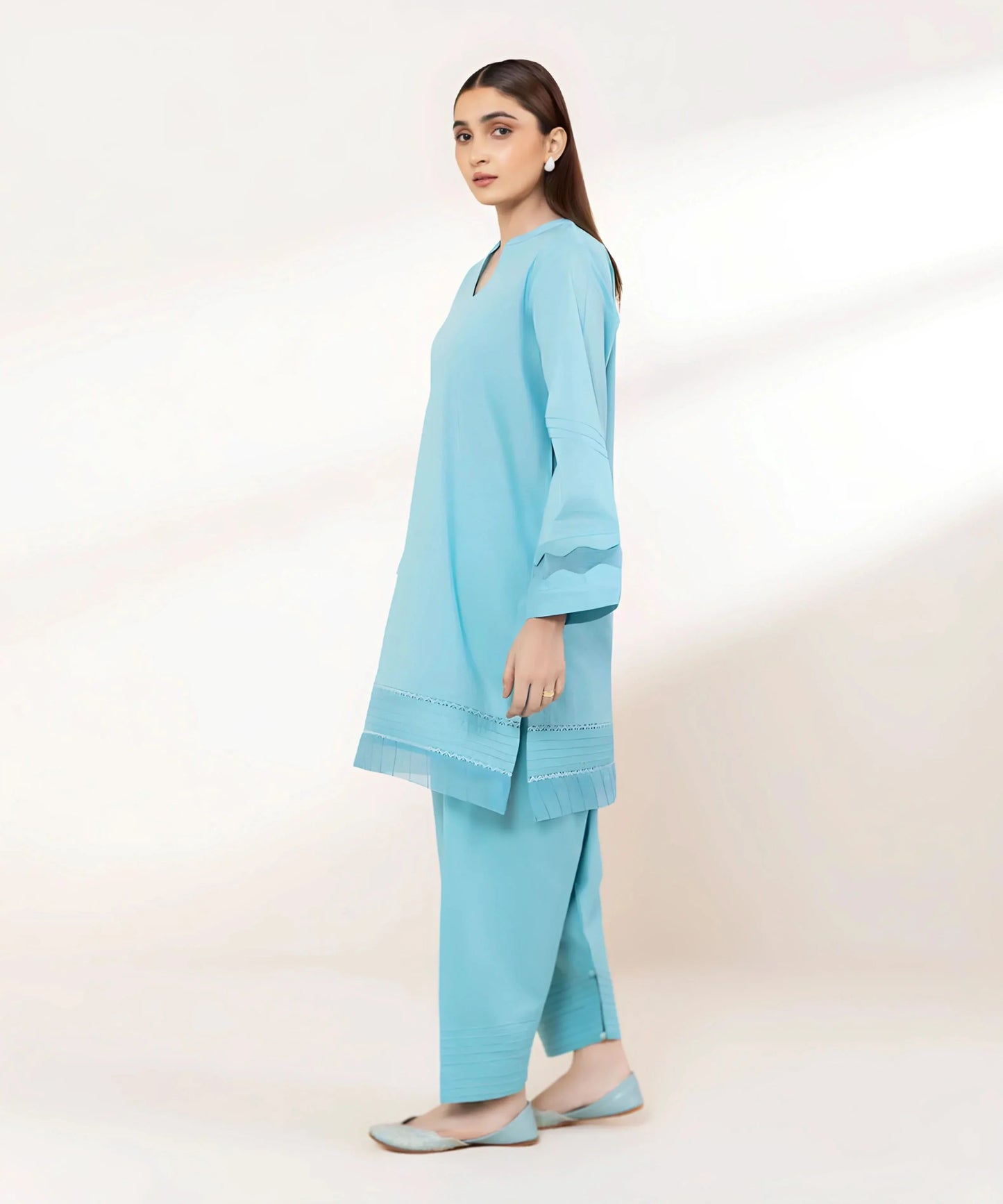 Jacquard Cotton 2 Piece Kurta Set (Pret) - Kurta4u.com