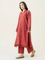 2 Piece Stone Linen-Embroidered (Pret)