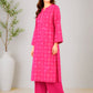 Fuchsia Pink Geometric Printed Linen Unstitched 2-Piece Suit