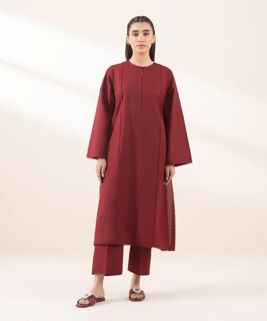 Jacquard Cotton 2 Piece Kurta Set (Pret)