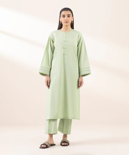 Jacquard Cotton 2 Piece Kurta Set (Pret)