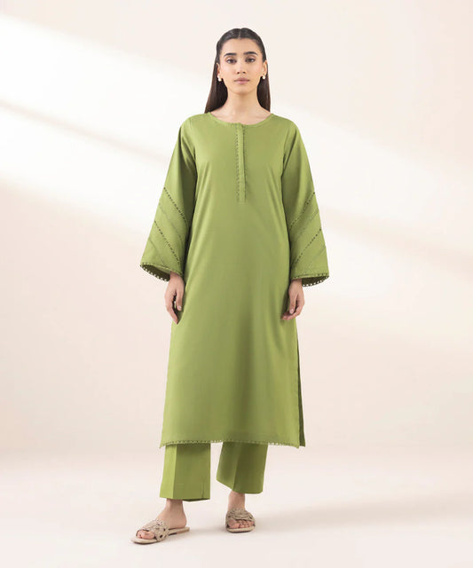 Jacquard Cotton 2 Piece Kurta Set (Pret)