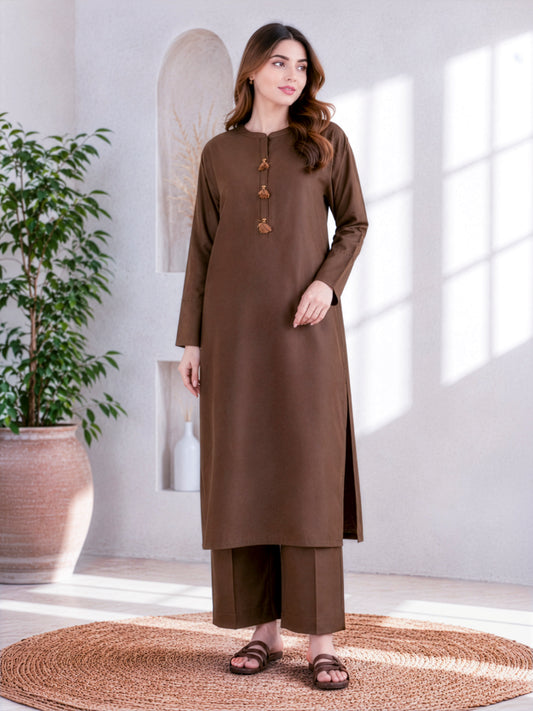 Everyday Essential Brown Kurta Co-Ord Set