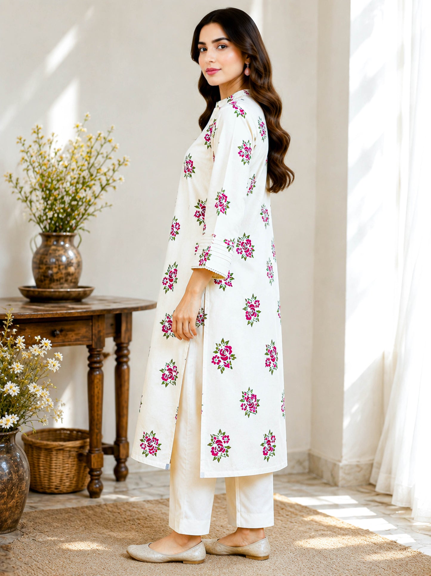 Gul-e-Rose – Printed 2-Piece Unstitched Linen Suit