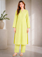 Lime Green Straight Kurta Set ( Pret )
