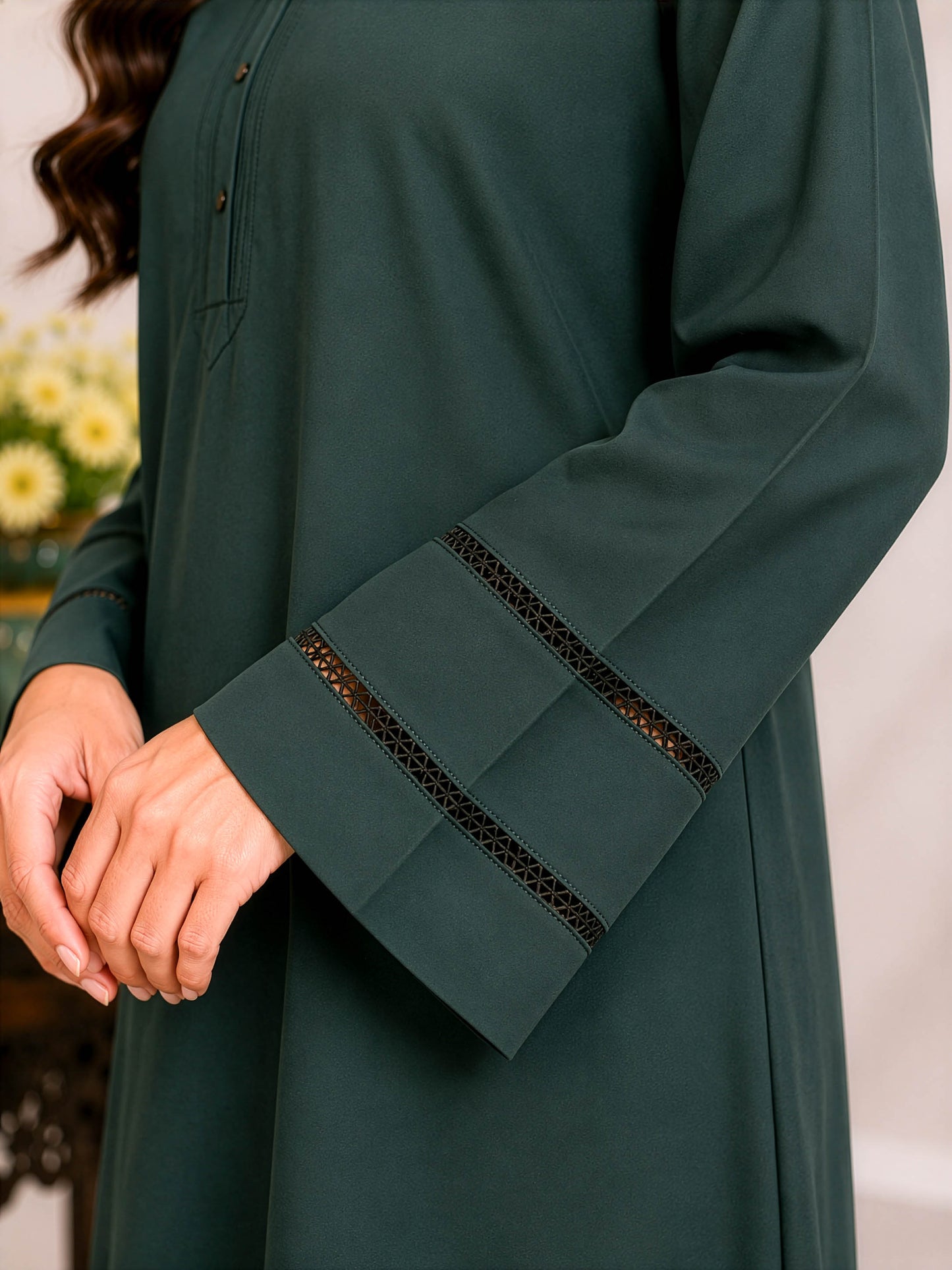 Bottle Green Solid Kurta Palazzo Co-Ord Set