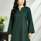 Bottle Green Solid Kurta Palazzo Co-Ord Set