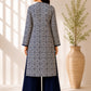 Navy Medallion Printed Linen Unstitched 2 Piece