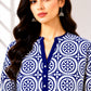 Navy Medallion Printed Linen Unstitched 2 Piece