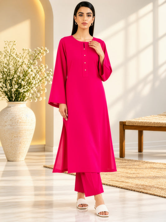 Women's Fuchsia Pink Straight Kurta with Trouser