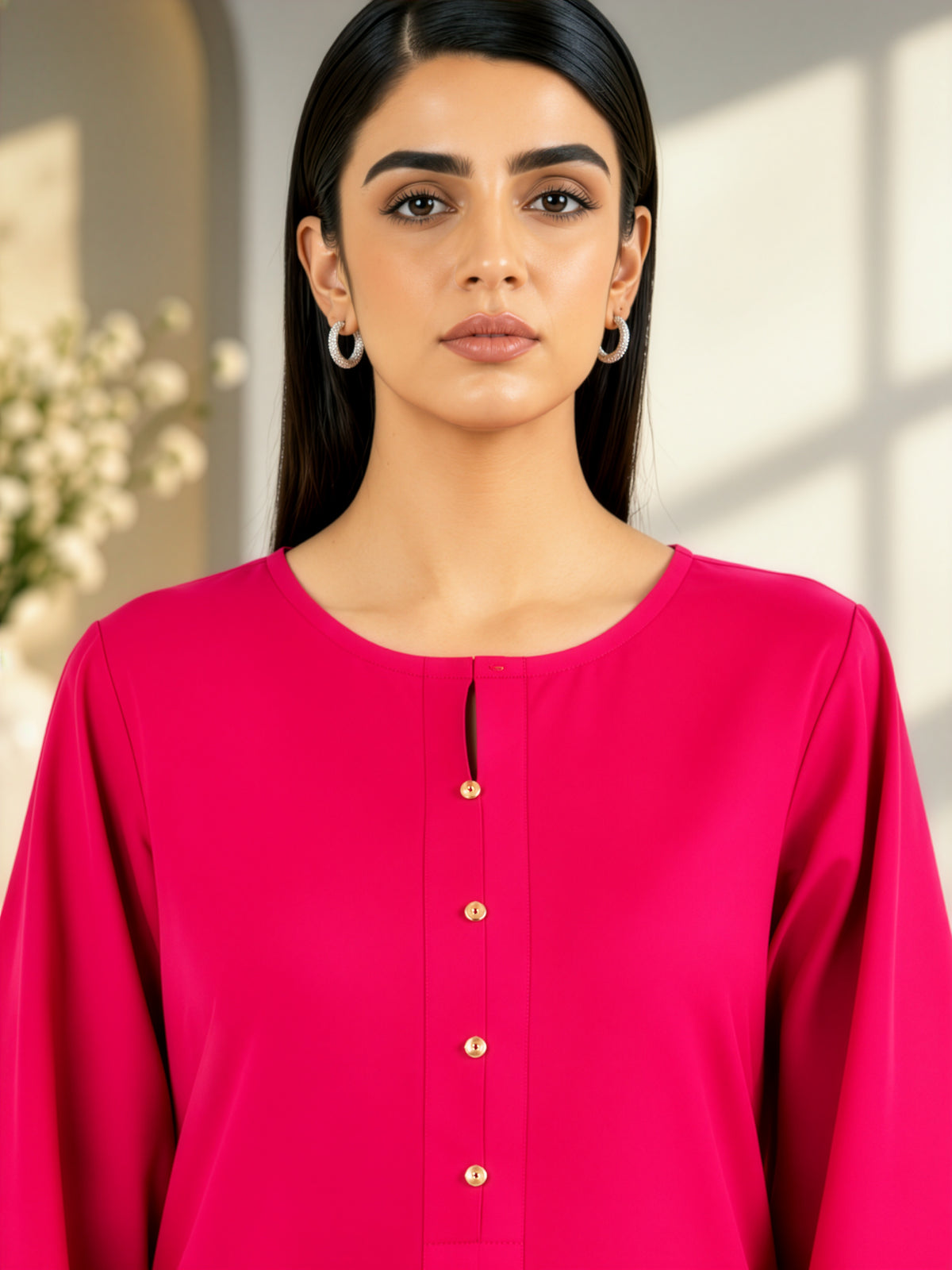Women's Fuchsia Pink Straight Kurta with Trouser