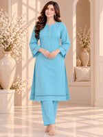 Aqua Muse – Premium Stone Linen Winter Suit