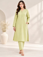 Sage Grace – Premium Stone Linen Winter Kurta Set