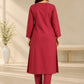 Rosewood Elegance – Premium Stone Linen Winter Kurta Set