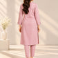 Rosewood Charm — Stone Linen Kurta Set