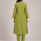 Olive Aura – Stone Linen Winter Kurta Set