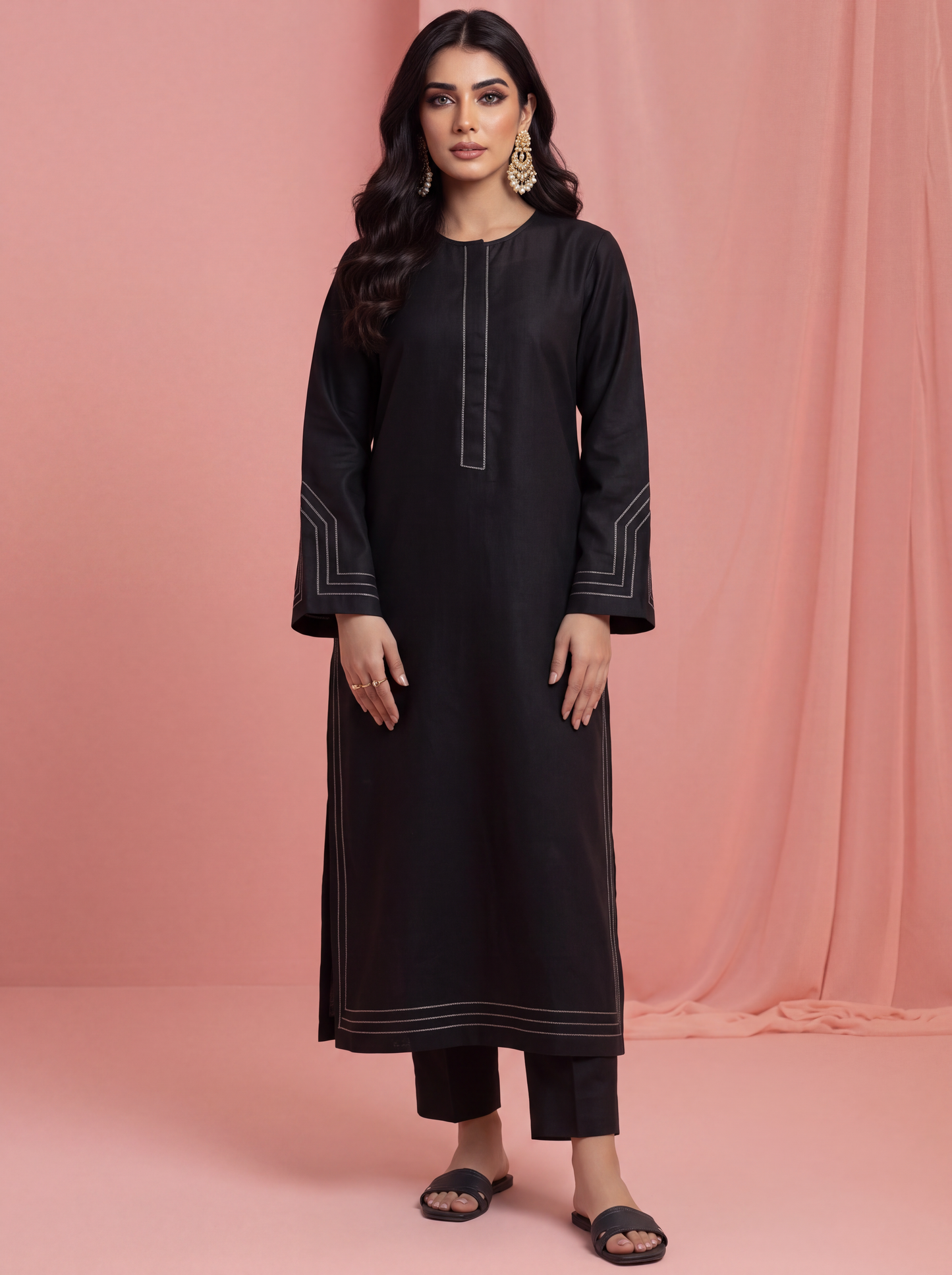 Women's Black Straight Kurta with Trouser