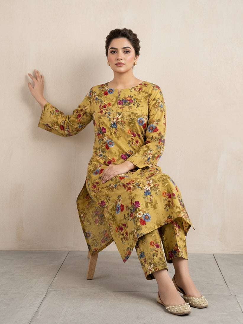 Golden Bloom – Lawn Fusion 2 Piece Suit