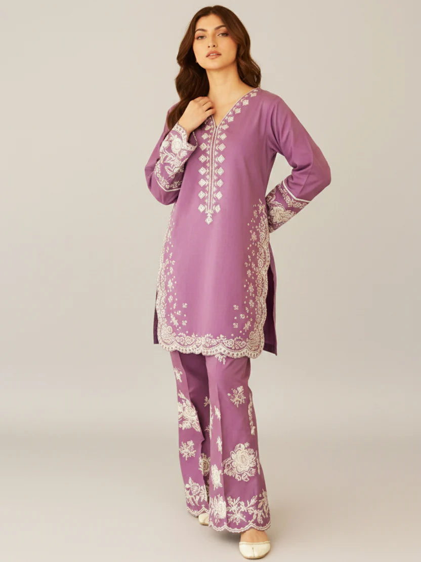 Noor-e-Plum Embroidered Premium Lawn Suit 2 Piece