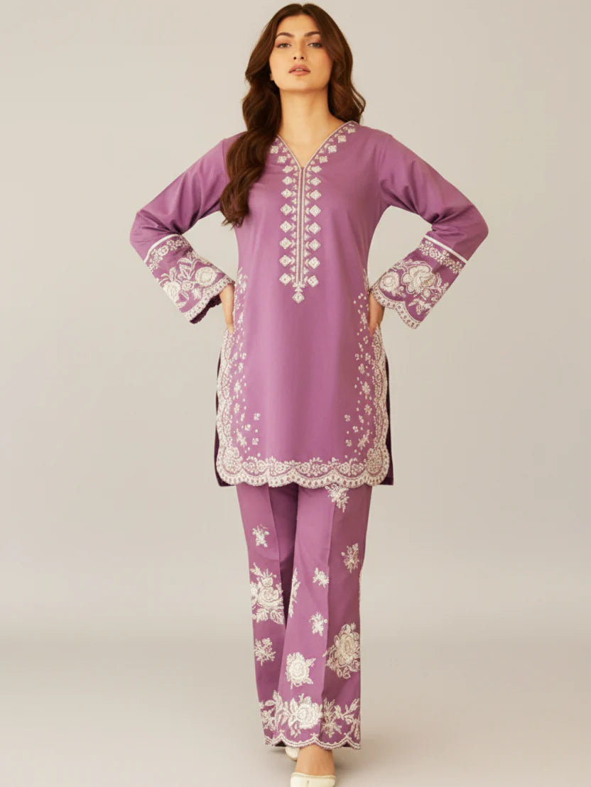 Noor-e-Plum Embroidered Premium Lawn Suit 2 Piece