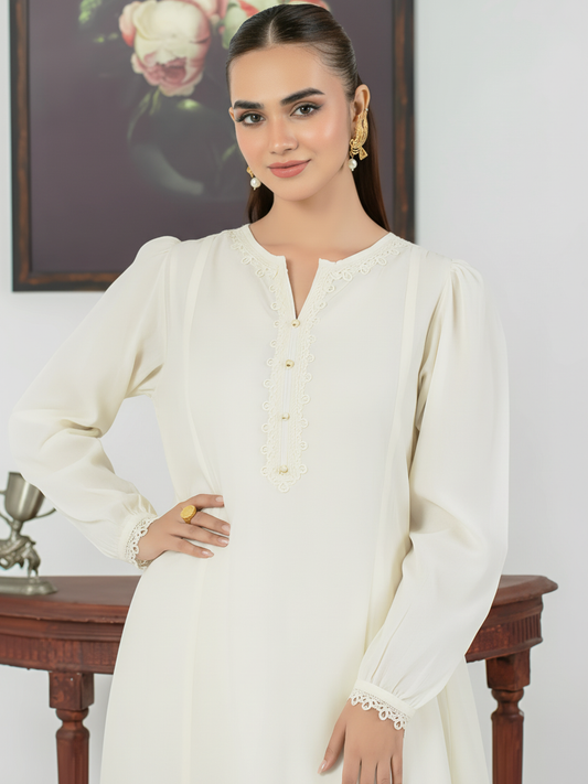 Stone Linen Frock Set – Premium Pret