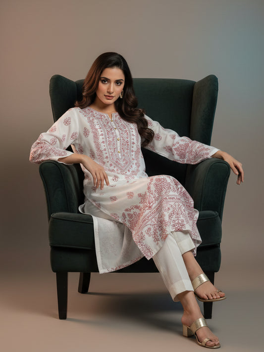 Rose Ivory – Premium Printed 2PC Set