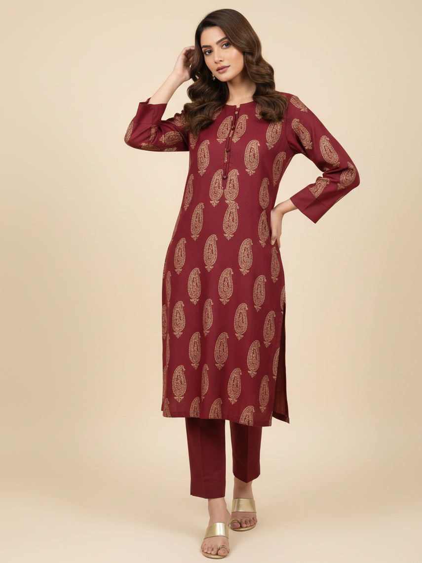 Premium Dhanak 2 PCS Printed Kurta Set ( Pret )