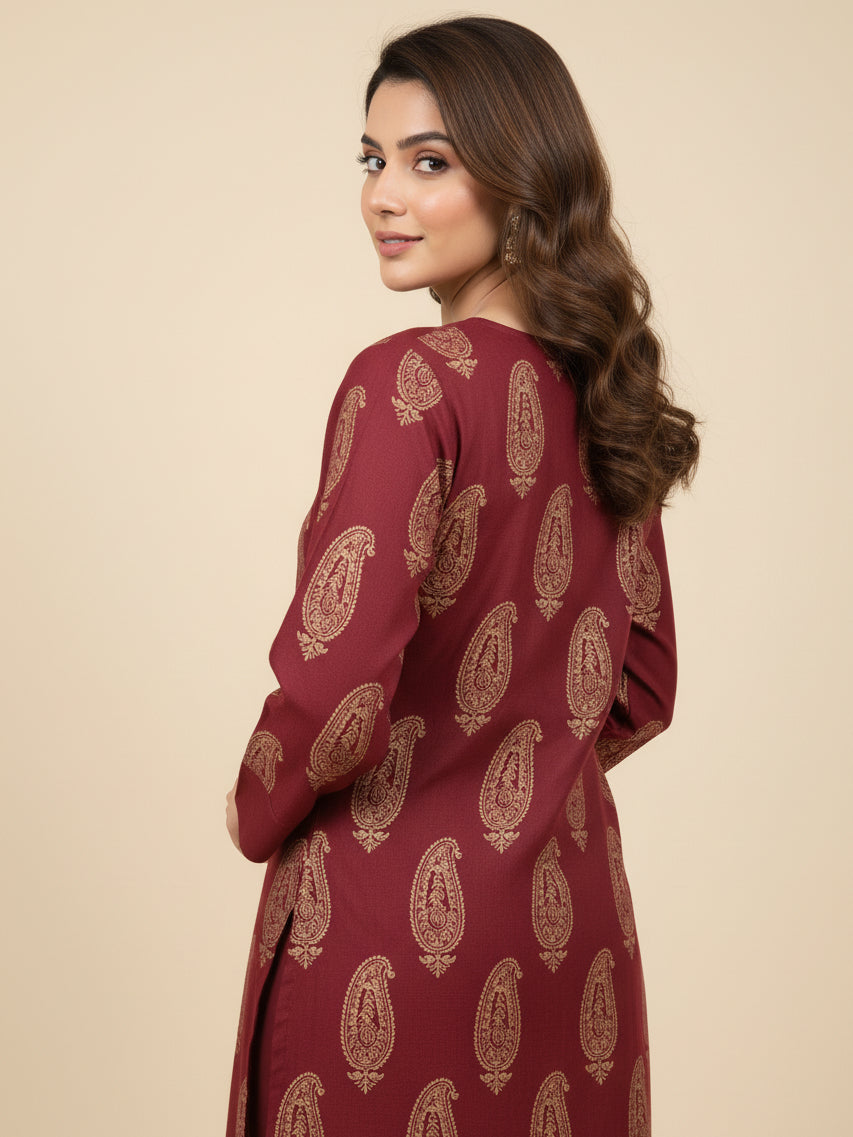 Premium Dhanak 2 PCS Printed Kurta Set ( Pret )