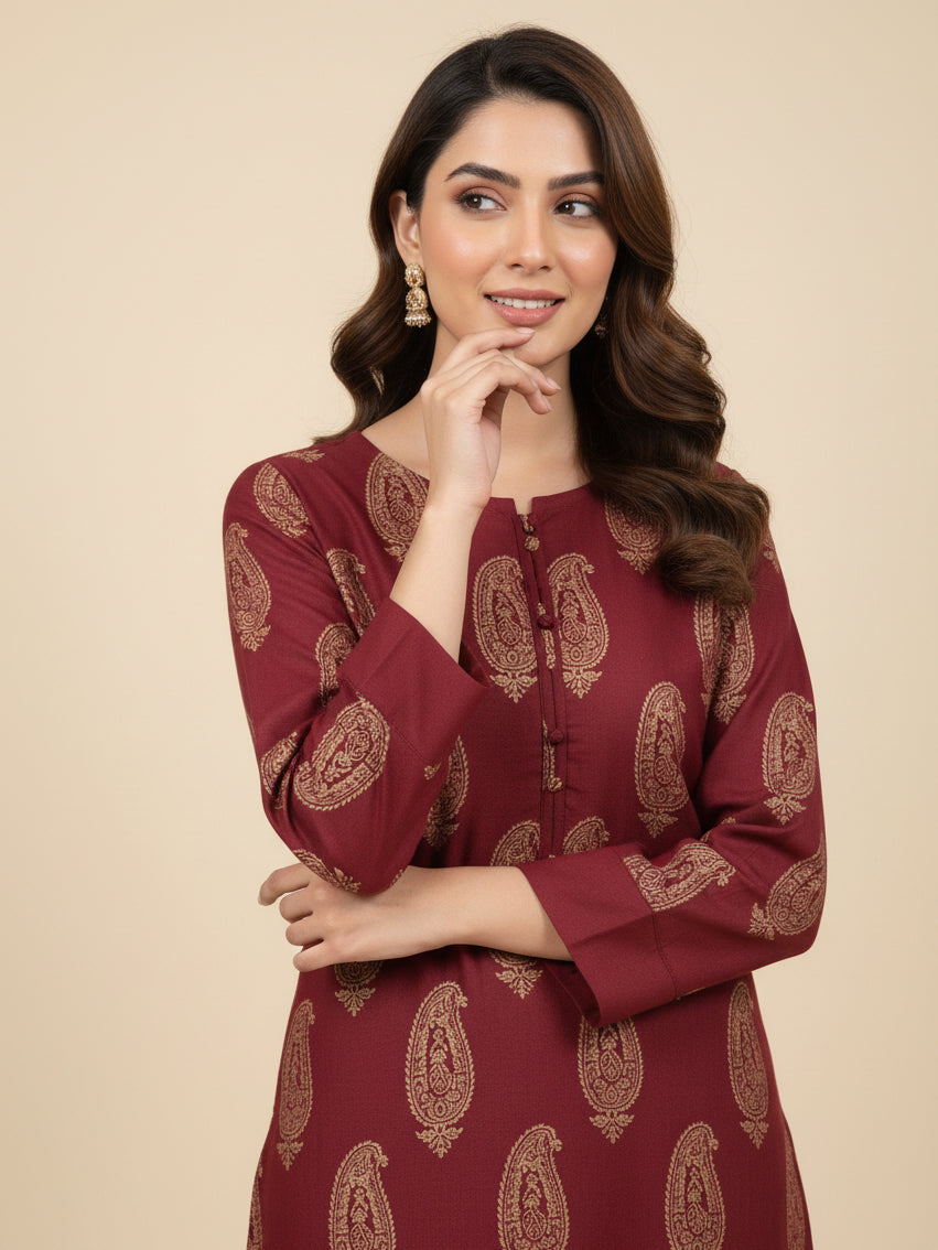 Premium Dhanak 2 PCS Printed Kurta Set ( Pret )